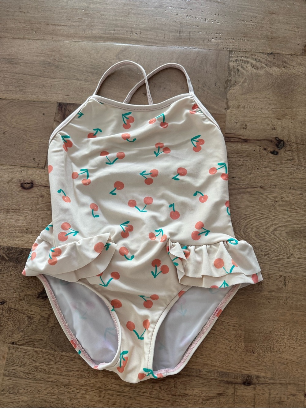 Zara Cherry Print Ruffle One-Piece Swimsuit sz 3-4 years